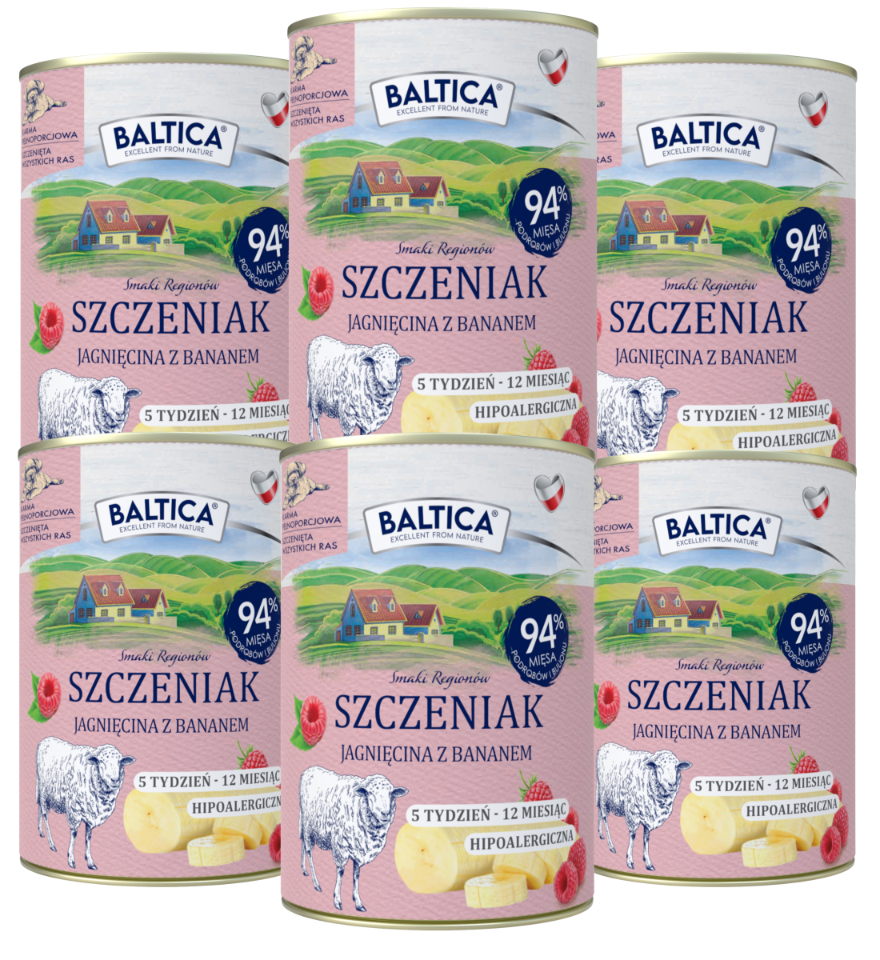 Baltica jagnięcina z bananem puppy 400 g × 6
