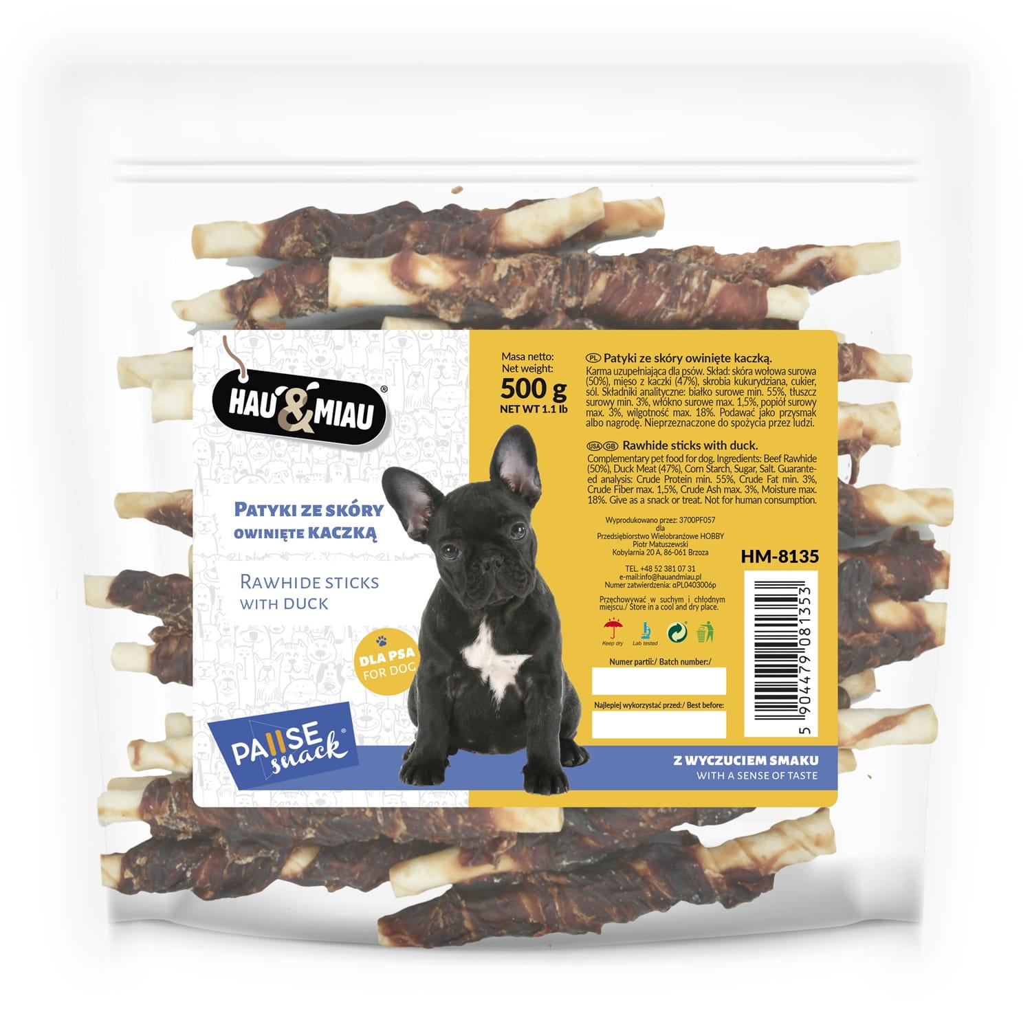 Hau&Miau kostki wapienne z kaczką 500 g