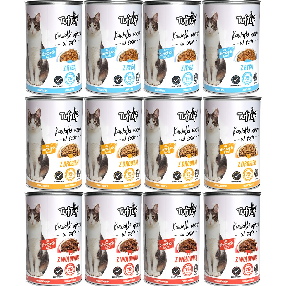 Tuf Tuf mix smaków w sosie adult 415 g × 12