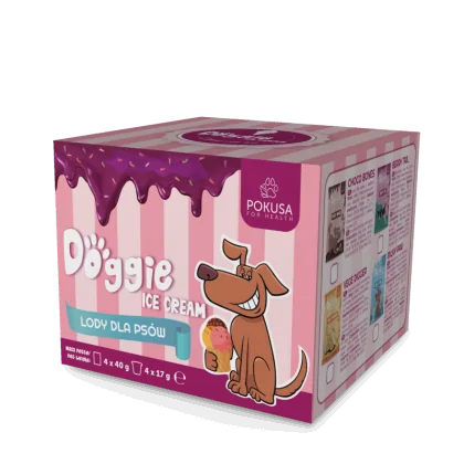 Pokusa Doggie Ice Cream czekolada, jagoda, warzywno-owocowe, śmietanka 40 g × 4