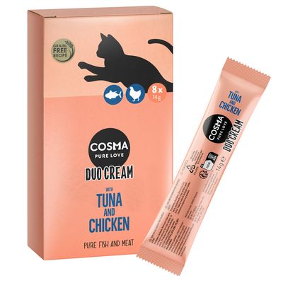 Cosma Duo Cream Indoor kurczak, tuńczyk pasztet adult 14 g × 8