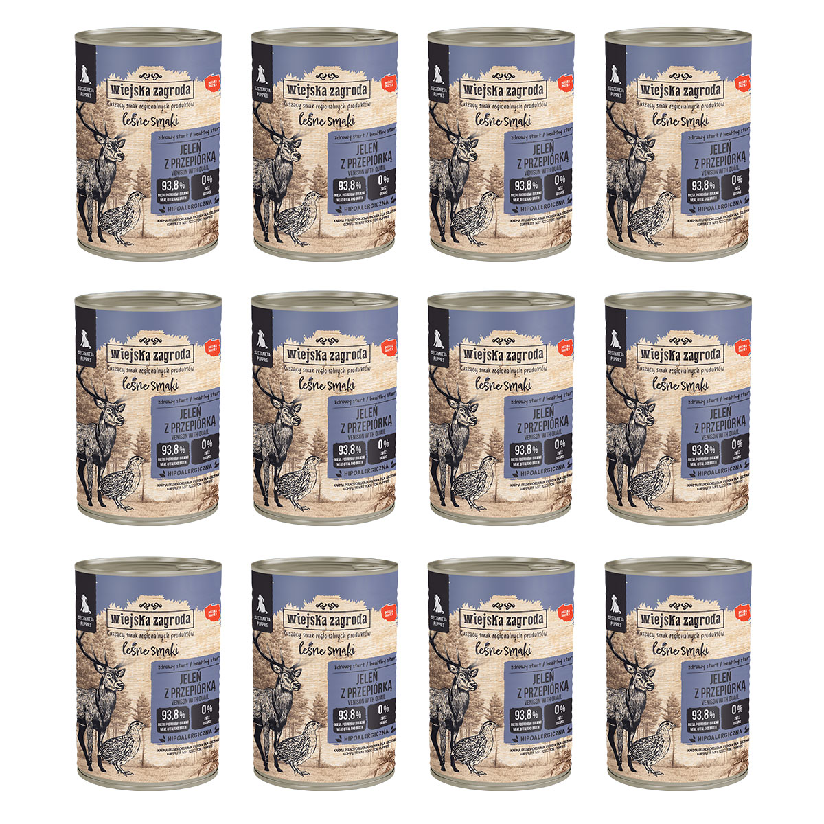 Wiejska Zagroda Leśne Smaki jeleń, przepiórka puppy 400 g × 12