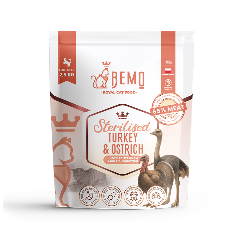 Bemo Cat Sterilised indyk, struś adult 2,5 kg