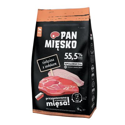 Pan Mięsko cielęcina, indyk adult średnie rasy 9 kg × 2
