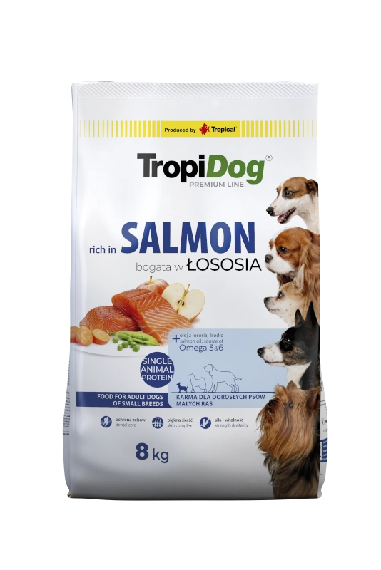 Tropidog Premium łosoś adult małe rasy 8 kg