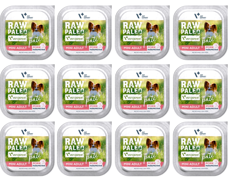 VetExpert Raw Paleo wieprzowina adult małe rasy 150 g × 12