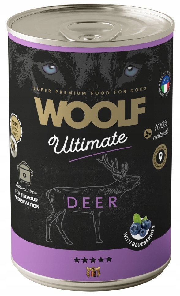 Woolf Ultimate jeleń z borówkami 400 g