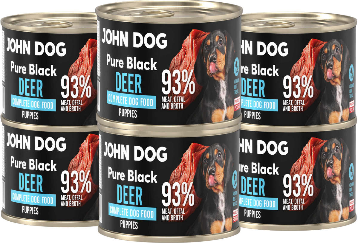John Dog Pure Black jeleń junior 200 g × 6