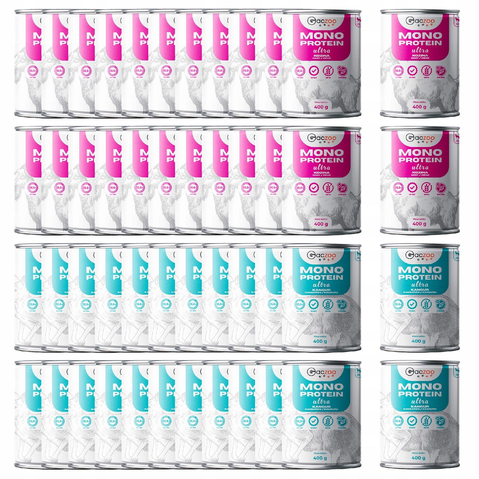 Gaczoo Mono Protein Ultra mix smaków adult 400 g × 48