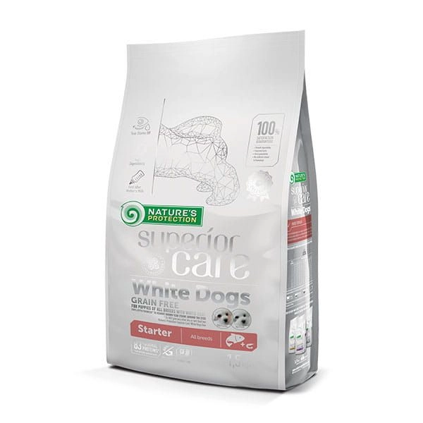 Nature's Protection Superior Care White Dogs łosoś puppy 1,5 kg