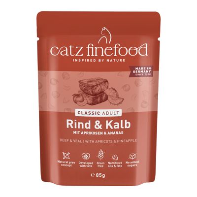 Catz Finefood Classic cielęcina, wołowina kawałki adult 85 g × 8