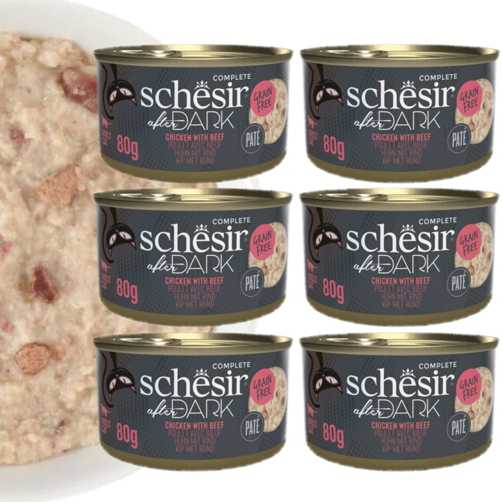 Schesir After Dark kurczak, wołowina pasztet 80 g × 6