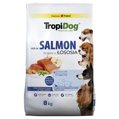 Tropidog Premium łosoś adult małe rasy 8 kg × 2