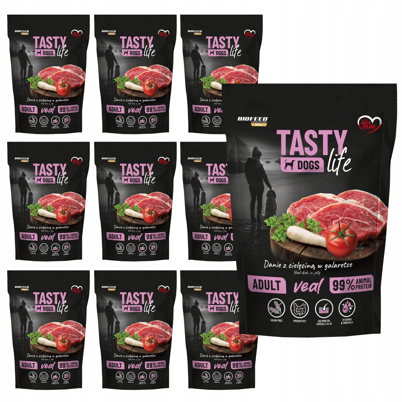 BioFeed Tasty Dogs Life cielęcina adult 500 g × 10