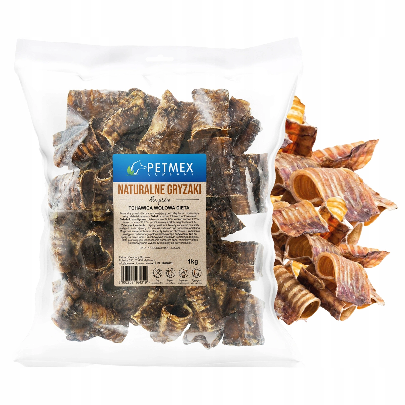 Petmex Tchawica wołowa cięta 1 kg