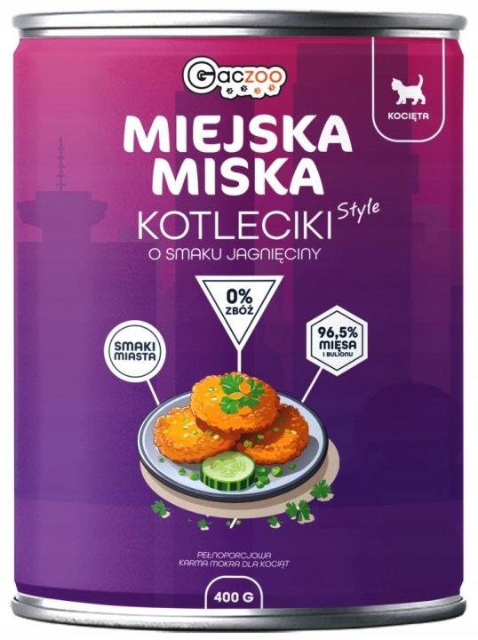Gaczoo Miejska Miska jagnięcina kawałki kitten 400 g