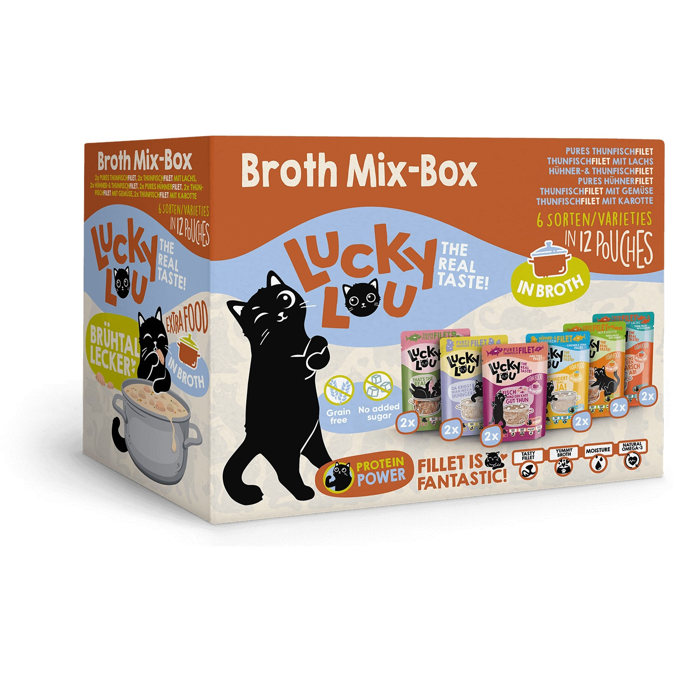 Lucky Lou Extrafood mix smaków w bulionie 70 g × 12