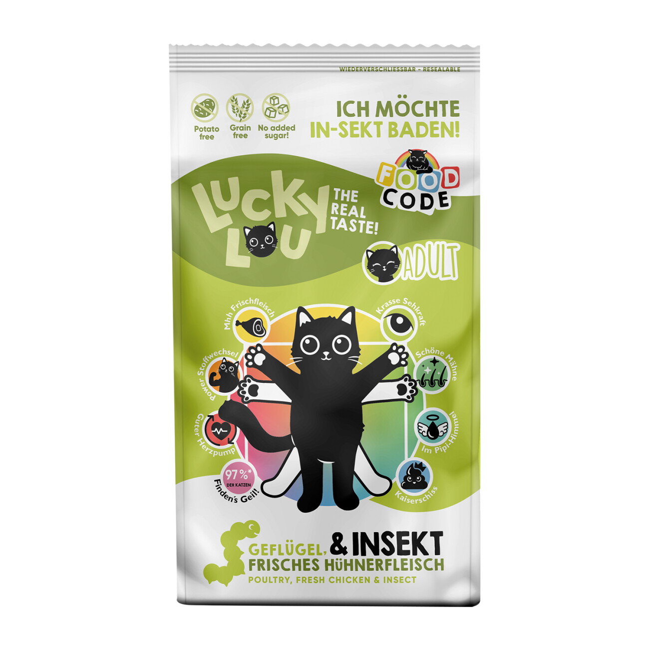 Lucky Lou Food Code drób, owady adult 340 g
