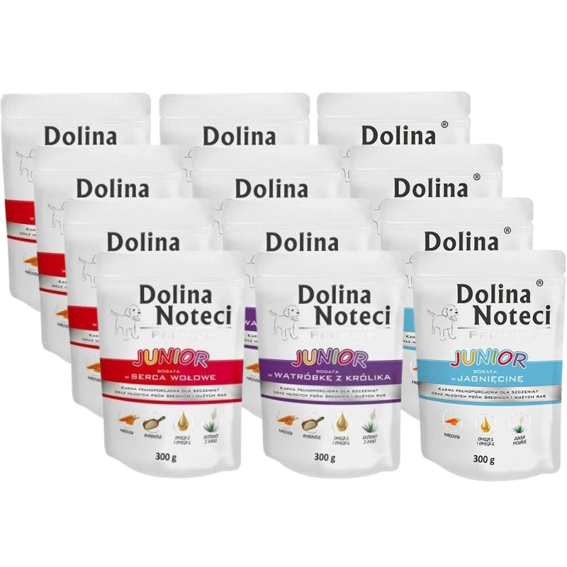 Dolina Noteci Premium jagnięcina, królik, wołowina junior 300 g × 12