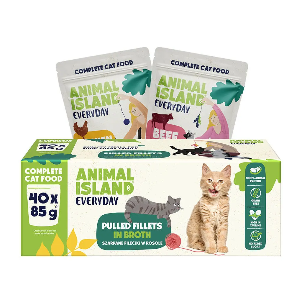 Animal Island Everyday Sensitive kurczak, wołowina w bulionie adult 85 g × 40