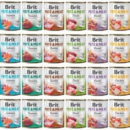 Brit Pate & Meat dziczyzna, jagnięcina, kaczka, królik, kurczak, łosoś 800 g × 24