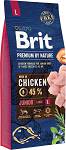 Brit Premium by Nature kurczak junior duże rasy 15 kg × 2