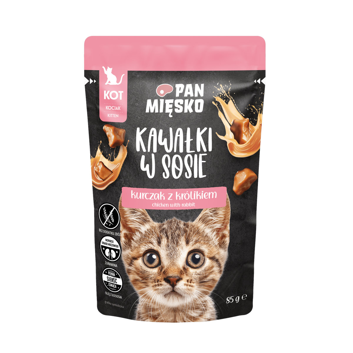 Pan Mięsko Kawałki kurczak z królikiem w sosie kitten 85 g