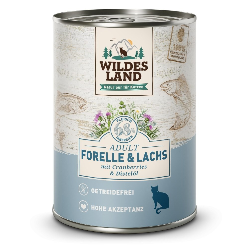Wildes Land Classic pstrąg i łosoś z żurawiną adult 375 g
