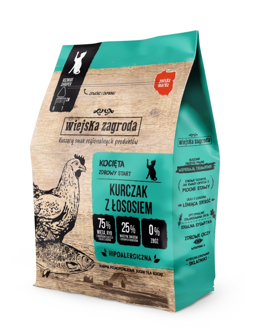Wiejska Zagroda kurczak, łosoś kitten 400 g