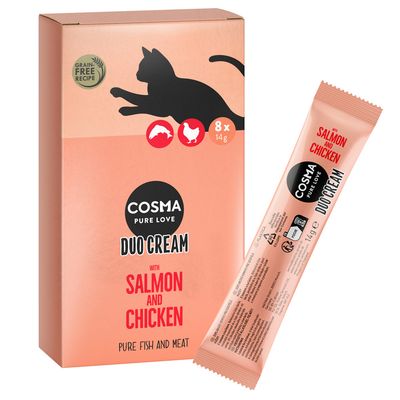 Cosma Duo Cream Indoor kurczak, łosoś pasztet adult 14 g × 8