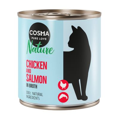 Cosma Nature Indoor kurczak, łosoś w bulionie 280 g × 12