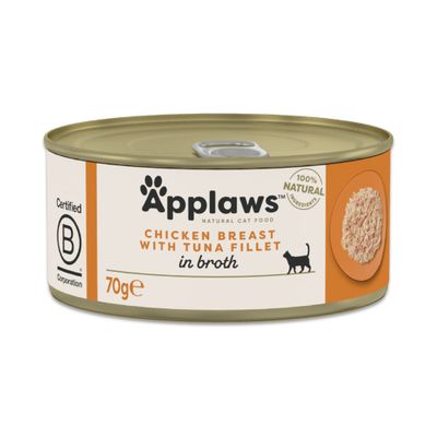 Applaws Sensitive kurczak, tuńczyk w bulionie adult 70 g × 6