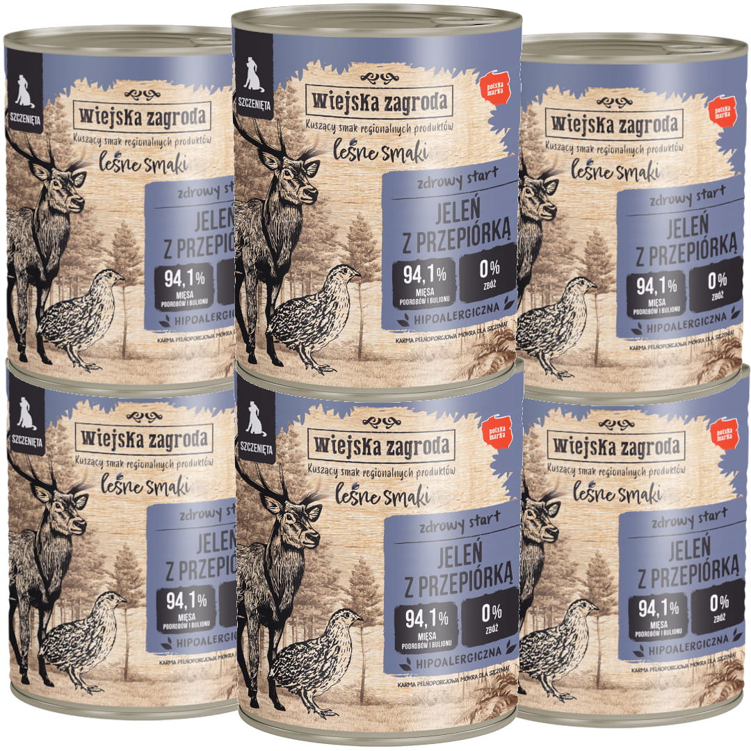 Wiejska Zagroda Leśne Smaki jeleń, przepiórka junior 800 g × 6