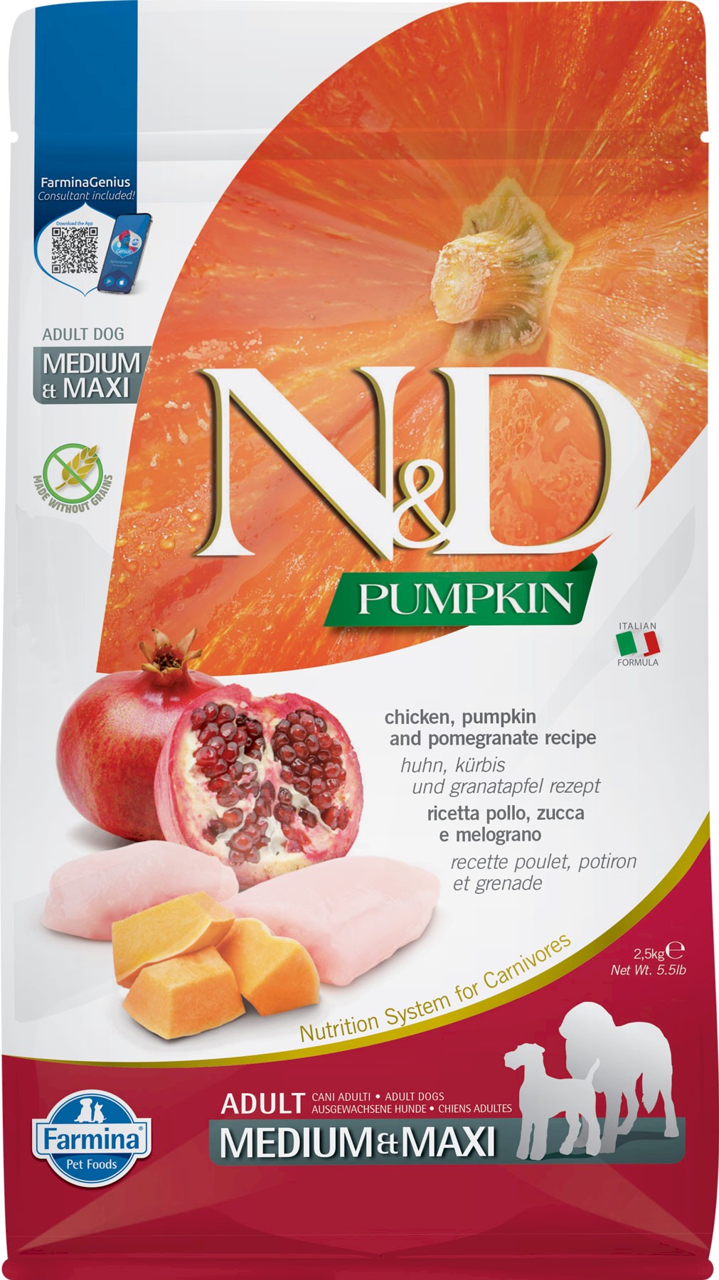 Farmina N&D Pumpkin kurczak adult średnie rasy, duże rasy 2,5 kg