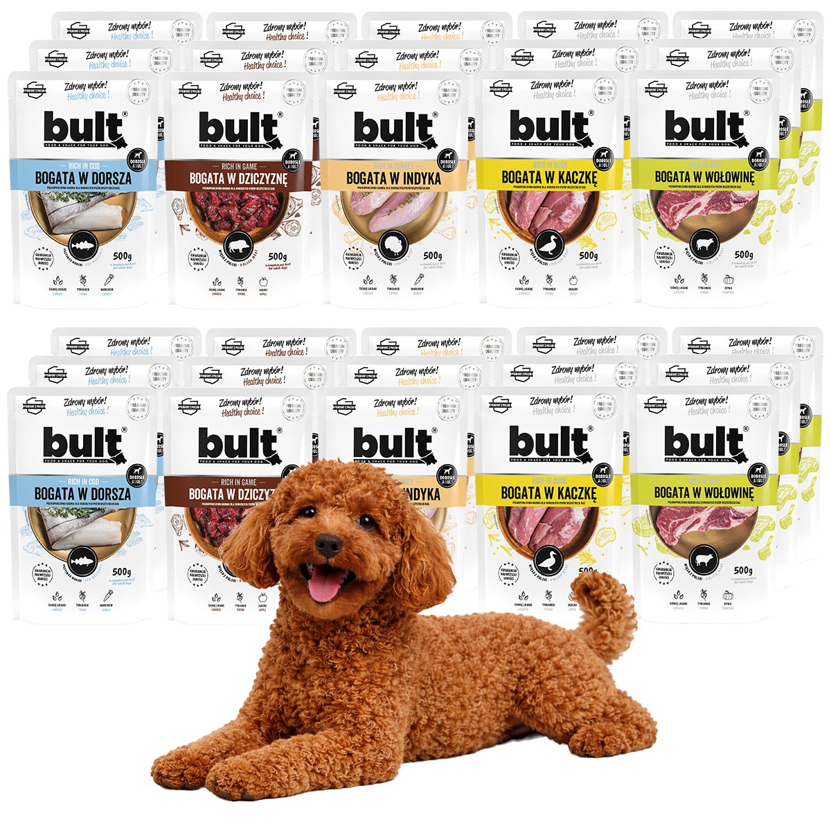 Bult Mielonka dorsz, dziczyzna, indyk, jagnięcina, kaczka, wołowina 500 g × 30