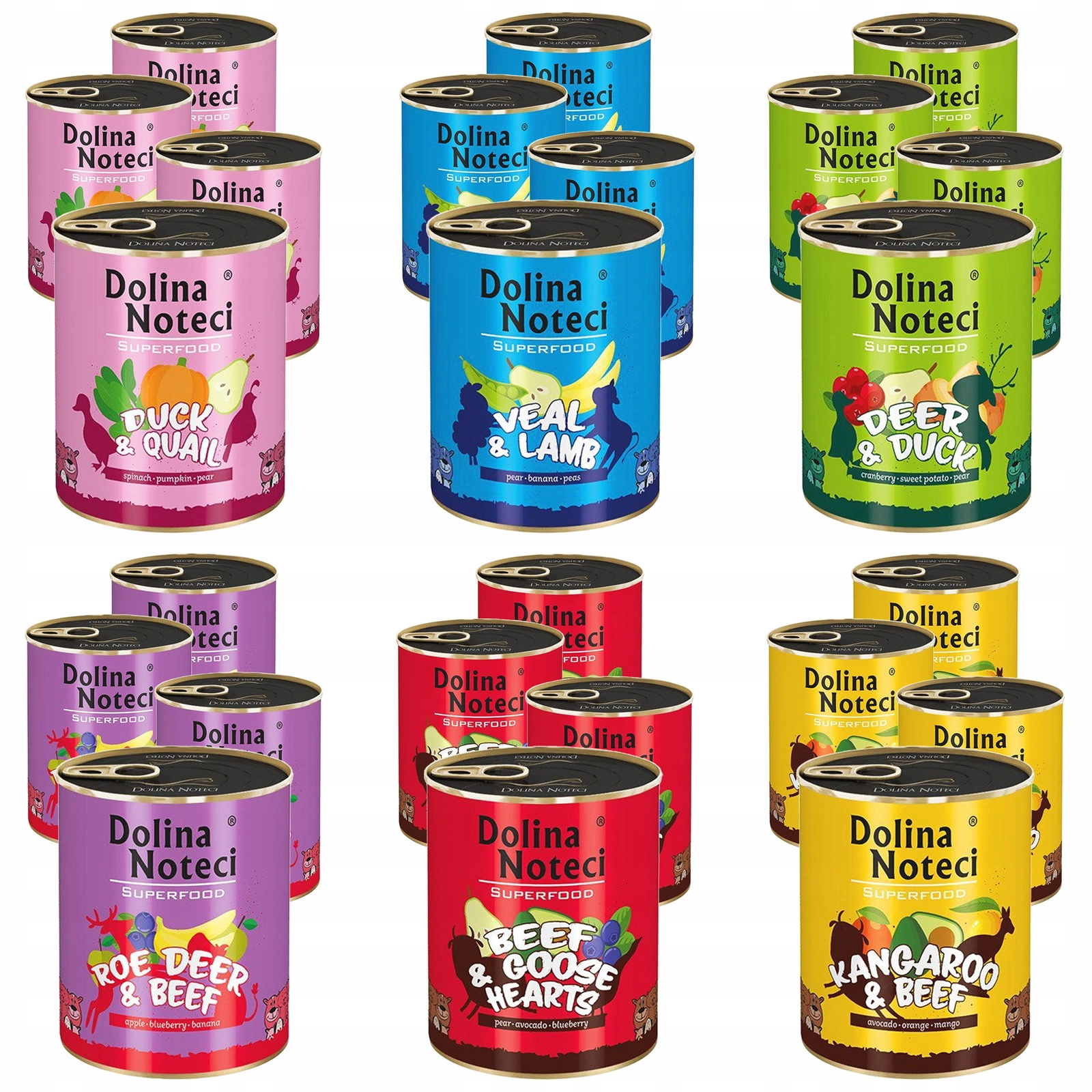 Dolina Noteci Superfood cielęcina, gęś, jagnięcina, jeleń, kaczka, kangur, przepiórka, sarna, wołowina 800 g × 24