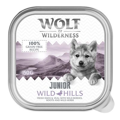 Wolf of Wilderness cielęcina, kaczka junior 150 g × 24