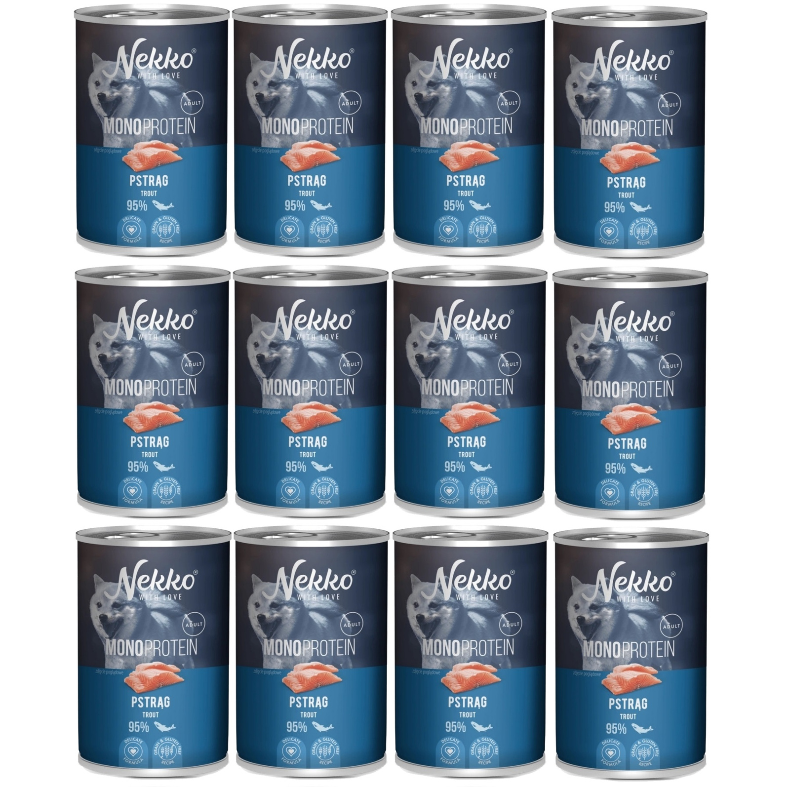 Nekko Monoprotein pstrąg adult 400 g × 12