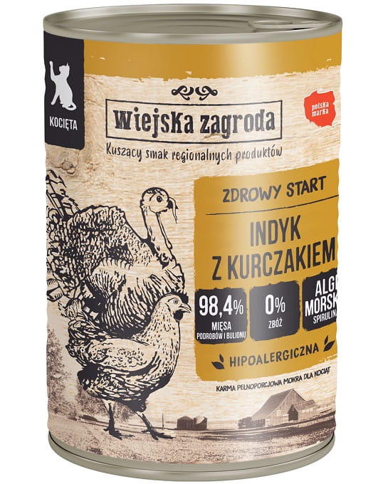 Wiejska Zagroda indyk, kurczak w bulionie 400 g