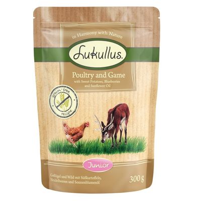 Lukullus Naturkost drób, dziczyzna junior 300 g × 6