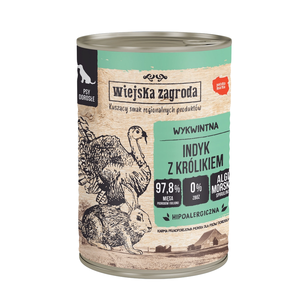 Wiejska Zagroda indyk, królik adult 400 g