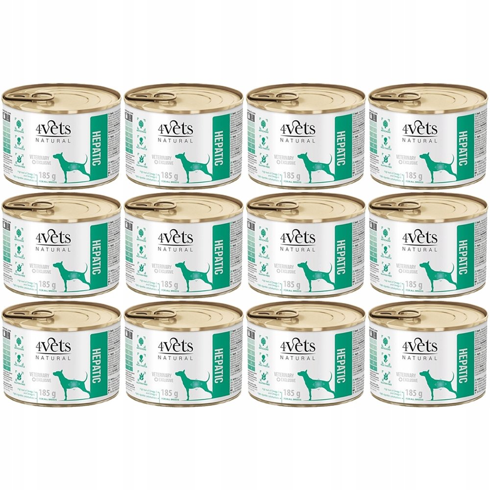 4Vets Natural Hepatic indyk 185 g × 12