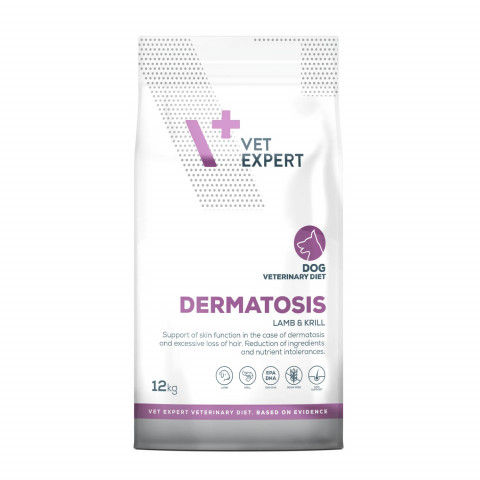 VetExpert Veterinary Diet Dermatosis jagnięcina, kryl adult 12 kg