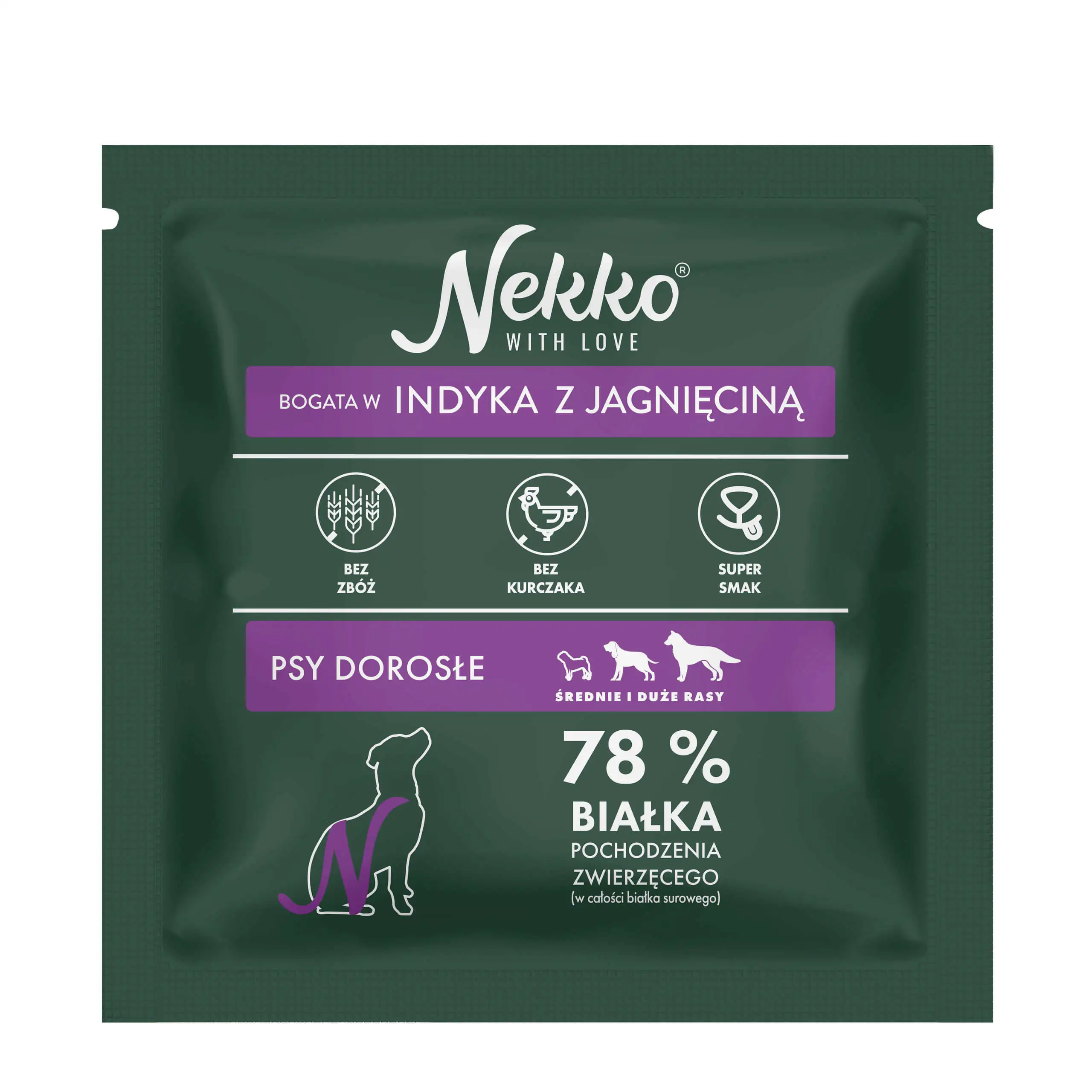Nekko Grain Free indyk, jagnięcina adult średnie rasy, duże rasy 70 g
