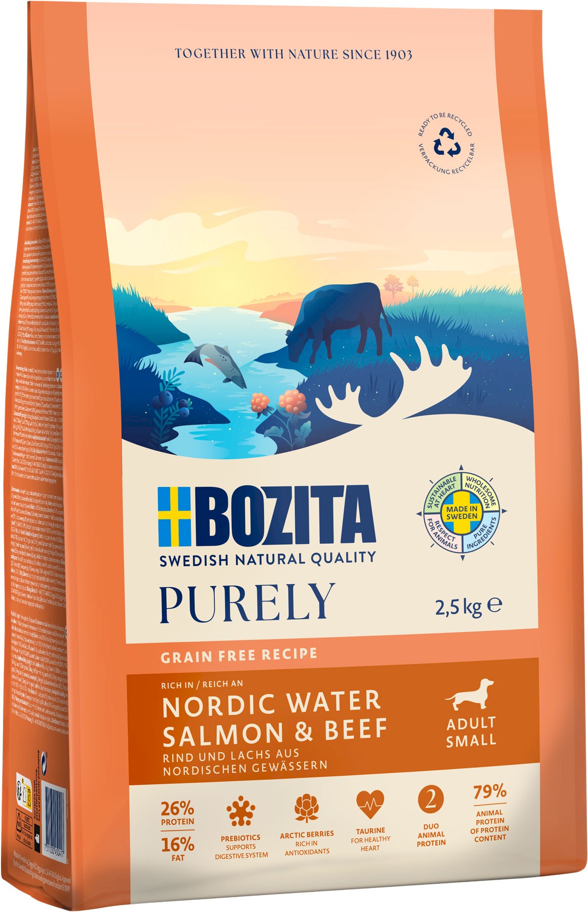 Bozita Purely wołowina, łosoś adult małe rasy 2,5 kg