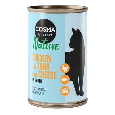 Cosma Nature Indoor kurczak, ser, tuńczyk w bulionie 140 g × 12