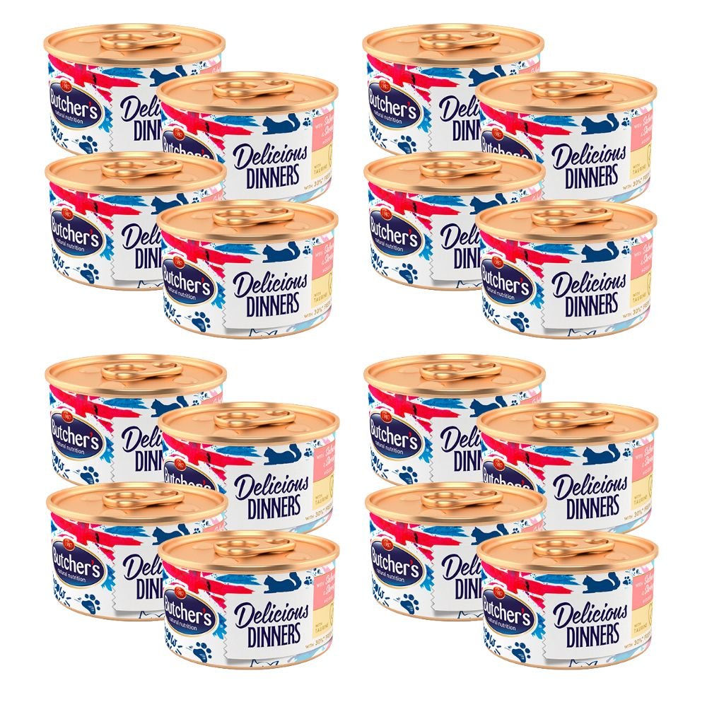 Butcher's Delicious Dinners krewetki, łosoś pasztet adult 85 g × 16