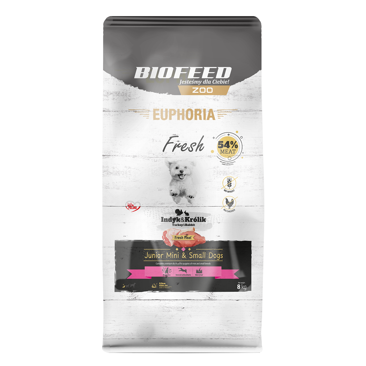 BioFeed Euphoria Fresh Meat indyk, królik puppy małe rasy 8 kg