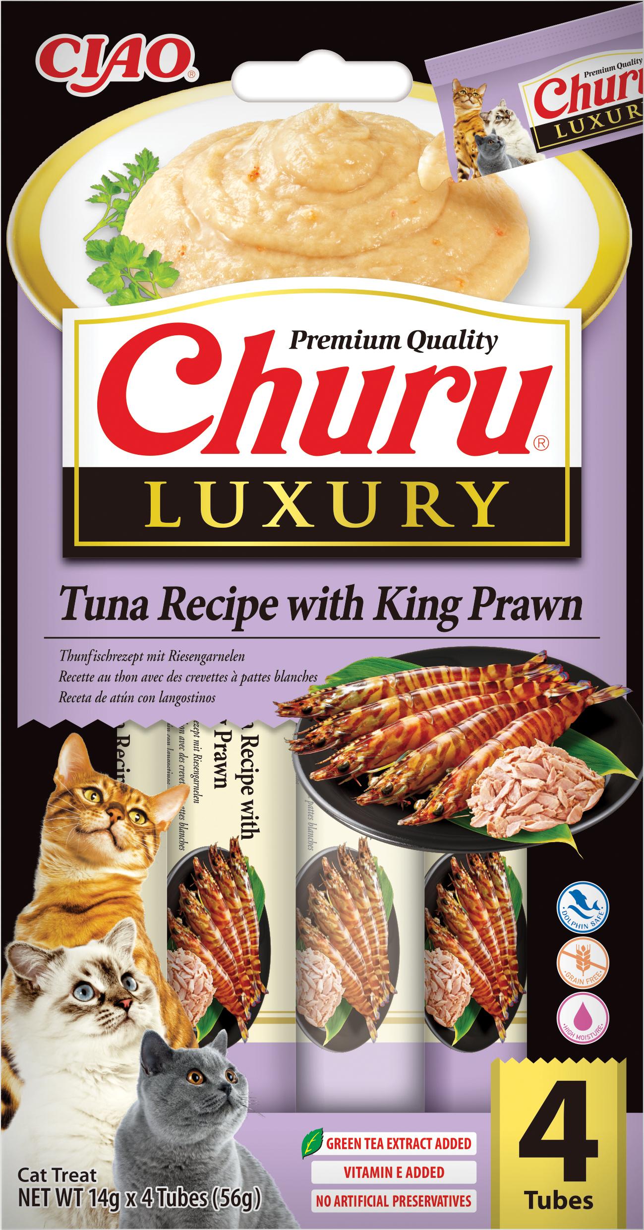 Inaba Churu Luxury tuńczyk, krewetka 14 g × 4