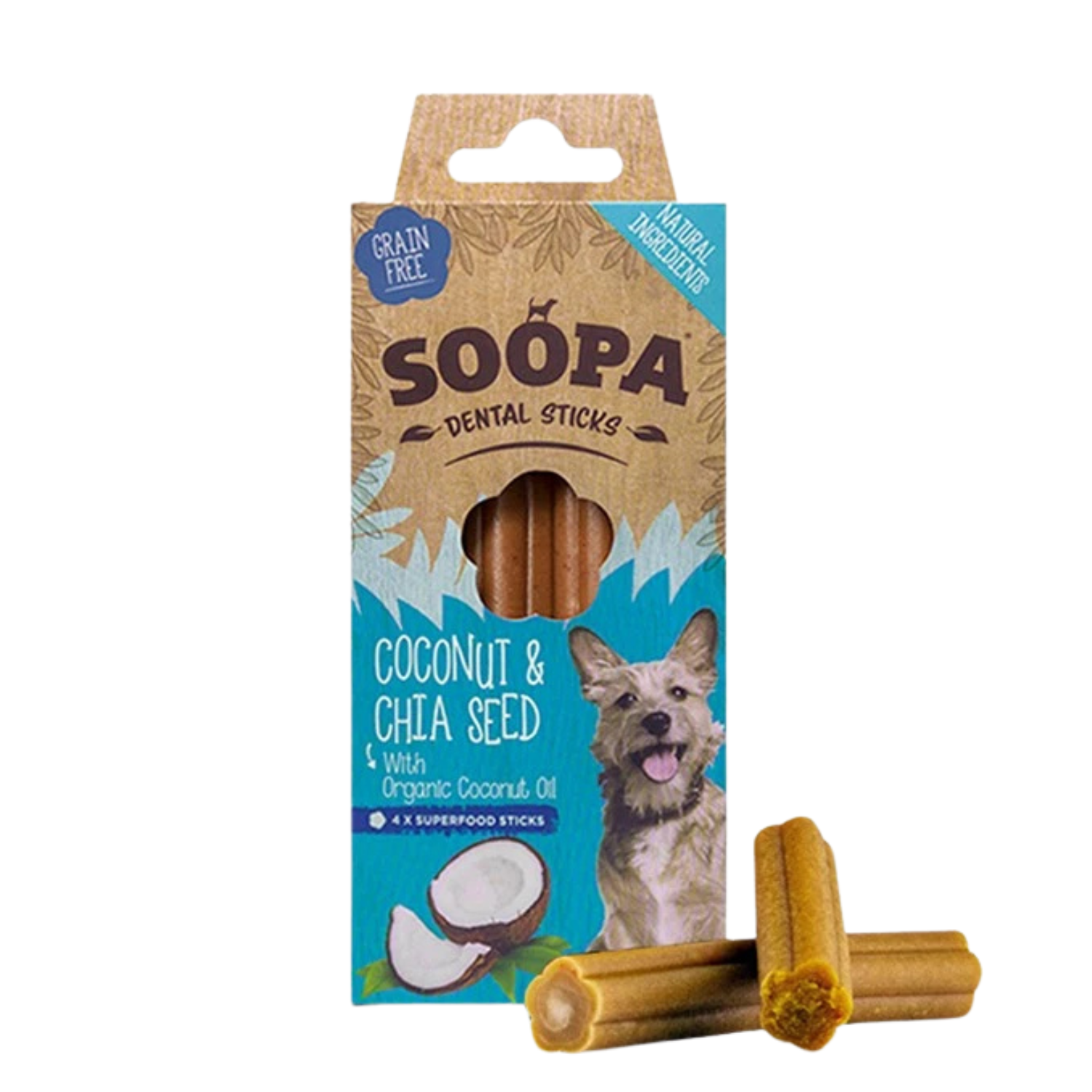 Soopa Dental Stick kokos, nasiona chia 25 g × 4